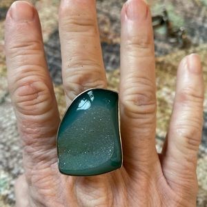 Teal druzy stone ring
